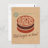 Retro Burger Postkarte (Vorne/Hinten)