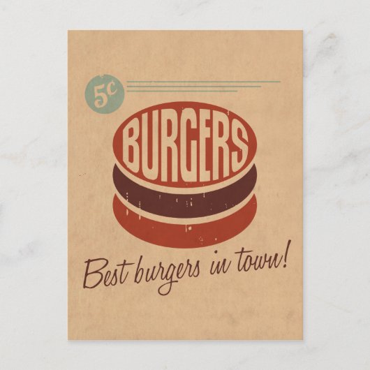 Retro Burger Postkarte (Vorderseite)