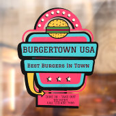 Retro Burger Restaurant Front anpassen Fensteraufkleber (Blatt 2)