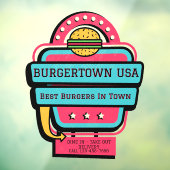 Retro Burger Restaurant Front anpassen Fensteraufkleber (Blatt 3)