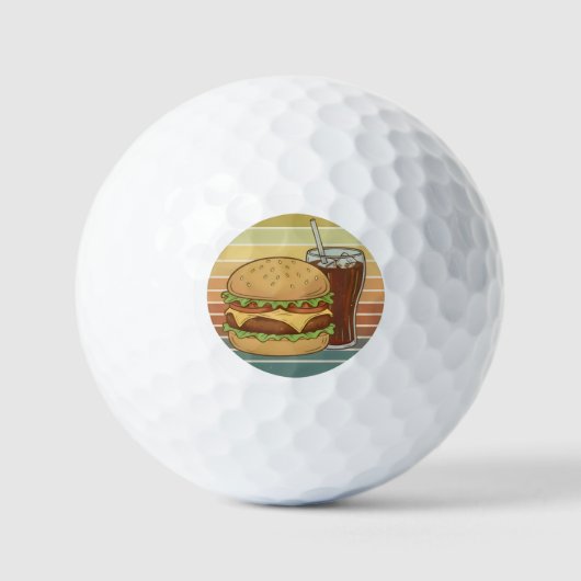 Retro-Burger und Cola. Golfball (Vorderseite)