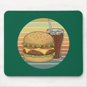 Retro-Burger und Cola. Mousepad