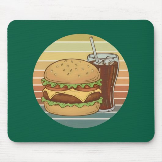 Retro-Burger und Cola. Mousepad (Vorne)