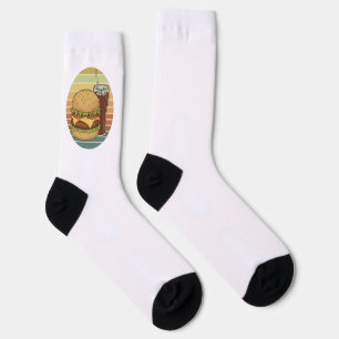 Retro-Burger und Cola. Socken