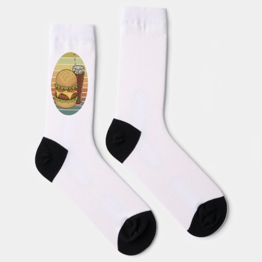 Retro-Burger und Cola. Socken (Rechts)
