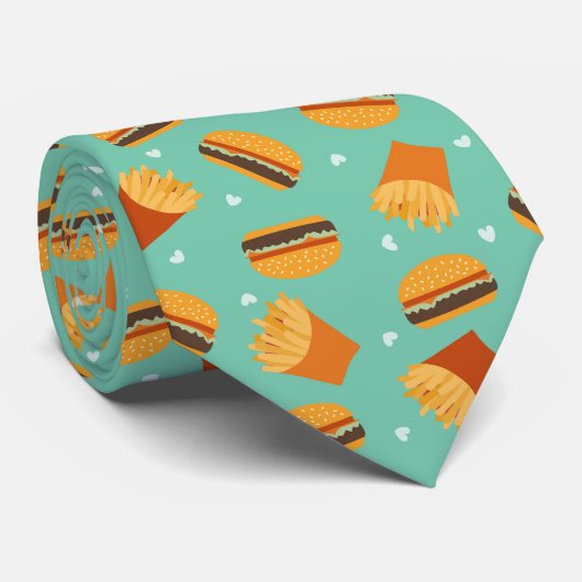 Retro Burger und Fries Krawatte (Gerollt)