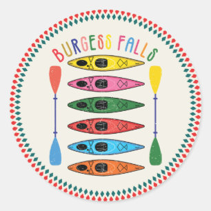 Retro Burgess Falls Kayaking Runder Aufkleber