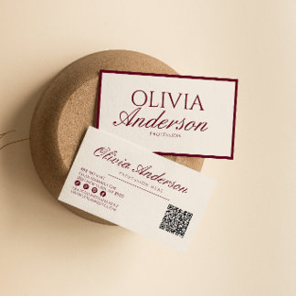 Retro Burgund Luxus Altes Geld QR Code Trendig Visitenkarte