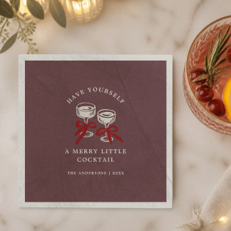 Retro Burgund Weinachts-Cocktail-Weihnachten Serviette
