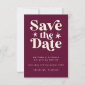 Retro Burgundy Boho Einfache Save the Date-Karte Date (Vorderseite)