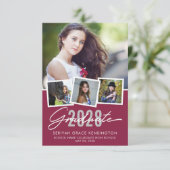 Retro Burgundy Daisy Abschluss FotoCollage Ankündigung (Stehend Vorderseite)