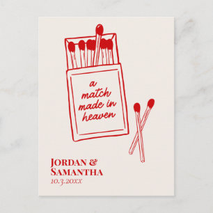 Retro Burgundy Match Made in Heaven Save the Date Postkarte