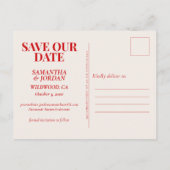 Retro Burgundy Match Made in Heaven Save the Date Postkarte (Rückseite)