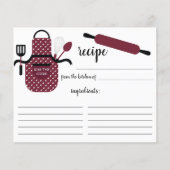 Retro Burgundy Schürze Kitchen Tools Rezeptkarte (Vorderseite)