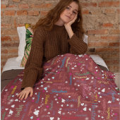 Retro Burgundy Sky voller Namen, Herzen und Sterne Fleecedecke