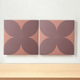 Retro Burgundy Terracotta Floral Petal Mitte Jahrh Fliese