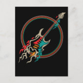 Retro Burning Gitarren Rock und Roll Music Postkarte (Vorderseite)