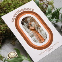 Retro Burnt Orange Arch Foto Rette unser Datum