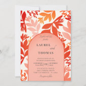 Retro Burnt Orange Botanical Arch Wedding Einladung (Vorderseite)