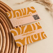 Retro Burnt Orange Terracotta QR Code Boho Groovy Visitenkarte