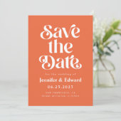 Retro Burnt Orange Wedding speichern das Datum Save The Date (Stehend Vorderseite)