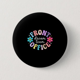 Retro-Büro-Team glücklich erster Schultag Button