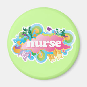 Retro Burst NURSE-Geschenk Magnet