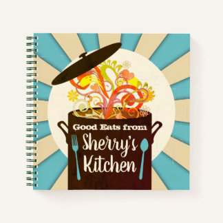 Retro-Bursting-Aromen personalisiertes Kochbuch Re Notizblock