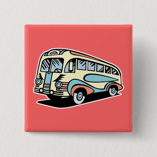 Retro-Bus-Reisebus Button (Vorderseite)