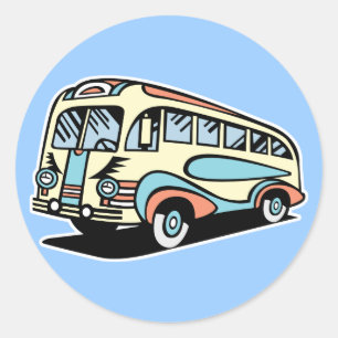 Retro-Bus-Reisebus Runder Aufkleber
