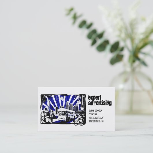 Retro Bus Visitenkarte (Stehend Vorderseite)
