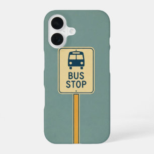 Retro-Bushaltestellenschild iPhone 16 Hülle