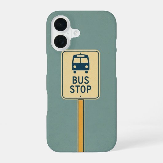 Retro-Bushaltestellenschild iPhone 16 Hülle (Rückseite)