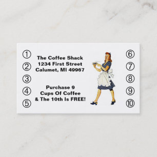 Retro Business Punch Cards Diner glückliche Kellne Treuekarte