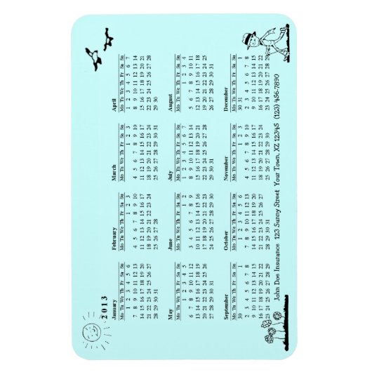 Retro Businessman 2013 Kalender Magnet (Vertikal)