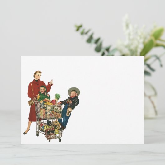 Retro Busy Grocery Kupon Party Leere 12x18 Einladung (Stehend Vorderseite)