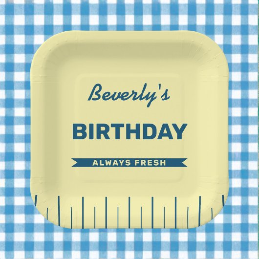 Retro Butter Stick Personalized Birthday Party Pappteller