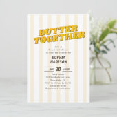 Retro Butter Together Yellow Bridal Shower Einladung (Stehend Vorderseite)