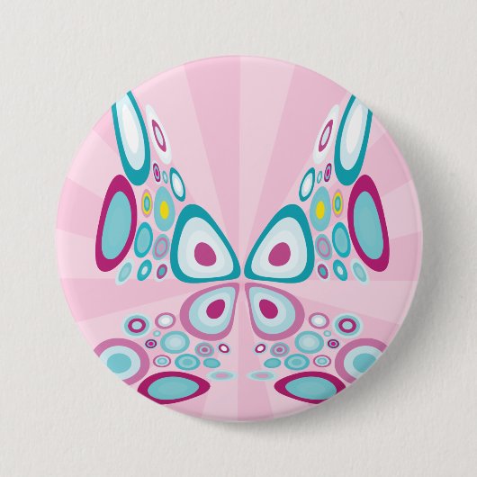 Retro Butterfly Abstrakter Pop Kunst Button (Vorderseite)