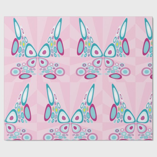 Retro Butterfly Abstrakter Pop Kunst Geschenkpapier (Flach)