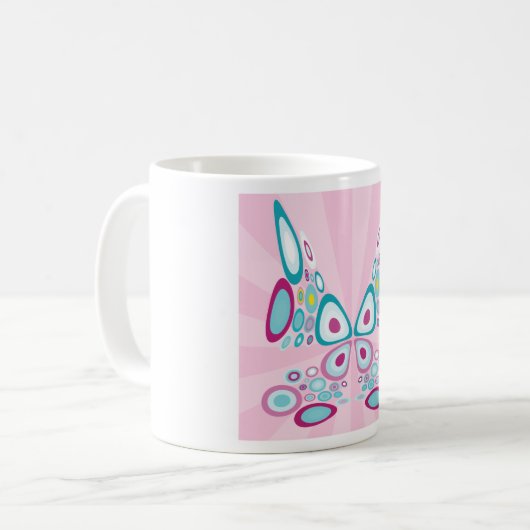 Retro Butterfly Abstrakter Pop Kunst Kaffeetasse (Vorderseite Links)