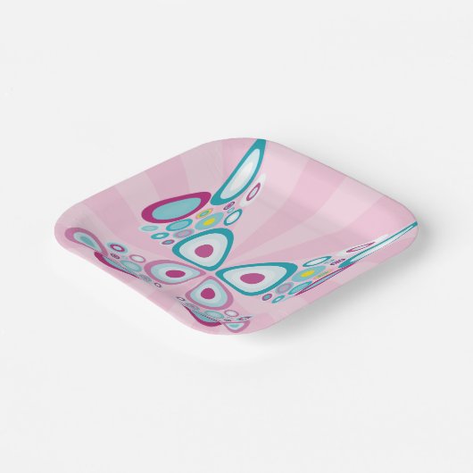 Retro Butterfly Abstrakter Pop Kunst Pappteller (Gewinkelt)