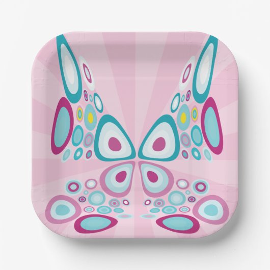 Retro Butterfly Abstrakter Pop Kunst Pappteller (Vorderseite)