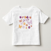 Retro Butterfly Birthday Girl Kleinkind T-shirt (Vorderseite)