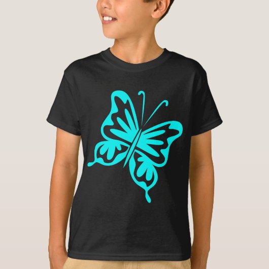 Retro Butterfly - Cyan T-Shirt (Vorderseite)