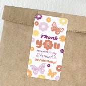 Retro Butterfly Geburtstag Danke Adressaufkleber