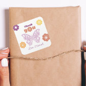 Retro Butterfly Geburtstag Danke Quadratischer Aufkleber