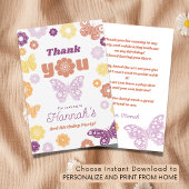 Retro Butterfly Geburtstag mit Botschaft Danke Karte