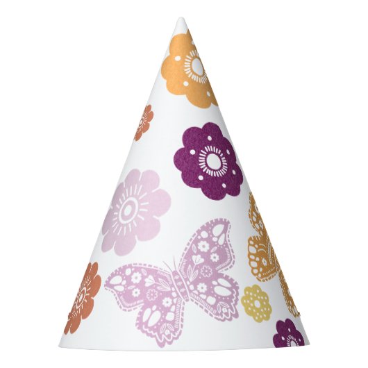 Retro Butterfly Geburtstag Partyhütchen (Vorderseite)