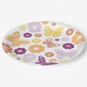Retro Butterfly Geburtstagsparty Pappteller (Schrägansicht)